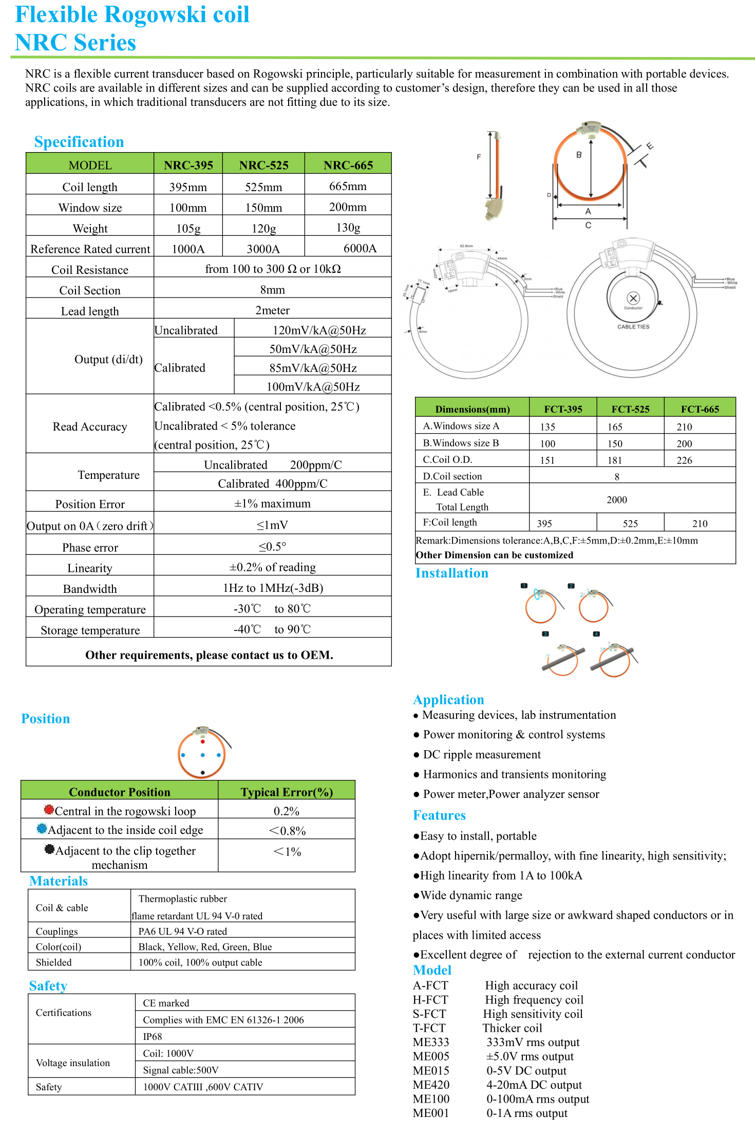 NRC Flexible Rogowski Coil Current Transformers